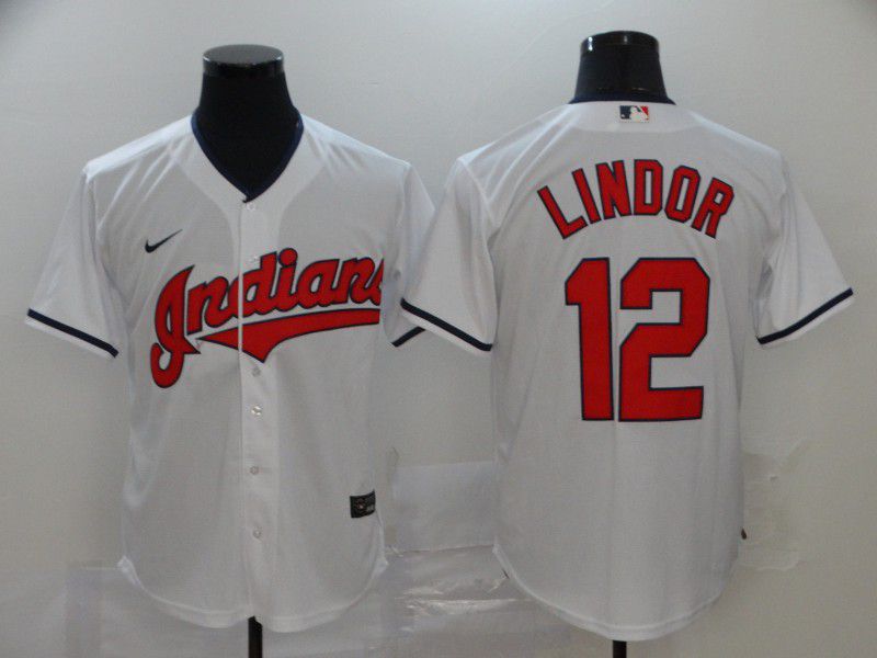 Men Cleveland Indians #12 Lindor White Nike Game MLB Jerseys->cleveland indians->MLB Jersey